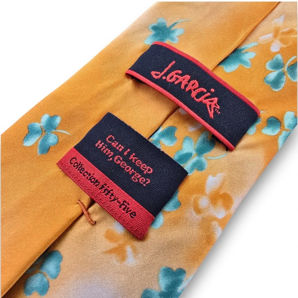 J Garcia Mens Silk Tie Orange Bunny Easter Egg Clover Can I Keep Him George 55
